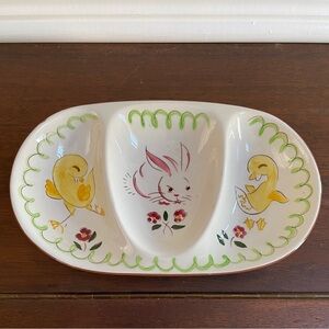 Stangl Pottery MCM Barnyard Divided Candy Nut Dish, Perfect for Easter!